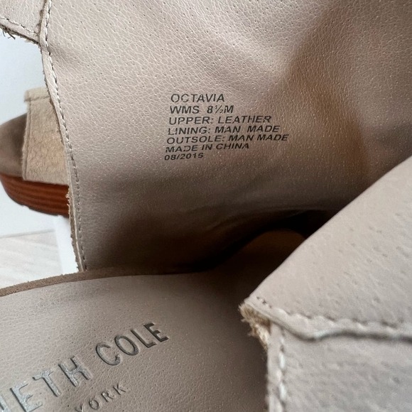 Kenneth Cole NY Suede Open Toe Sandals with Wedge Heels in Cream Women's 8.5 - Picture 12 of 12